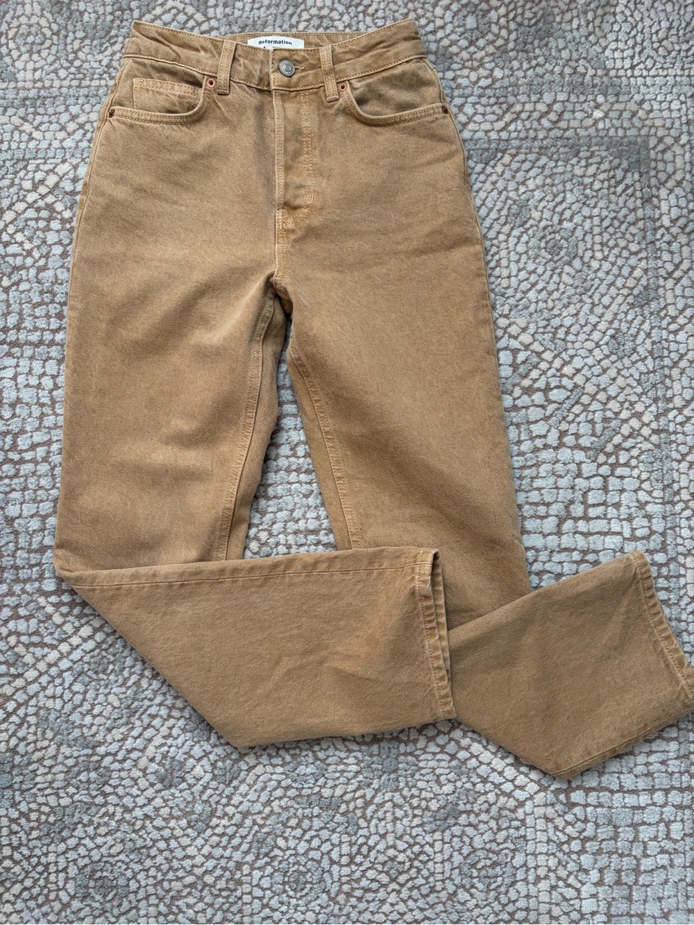 Reformation Cynthia High Rise Straight Jeans Tan
